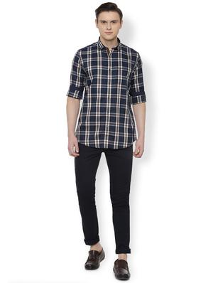 navy blue checkered casual shirt - 16496172 - Standard Image - 3
