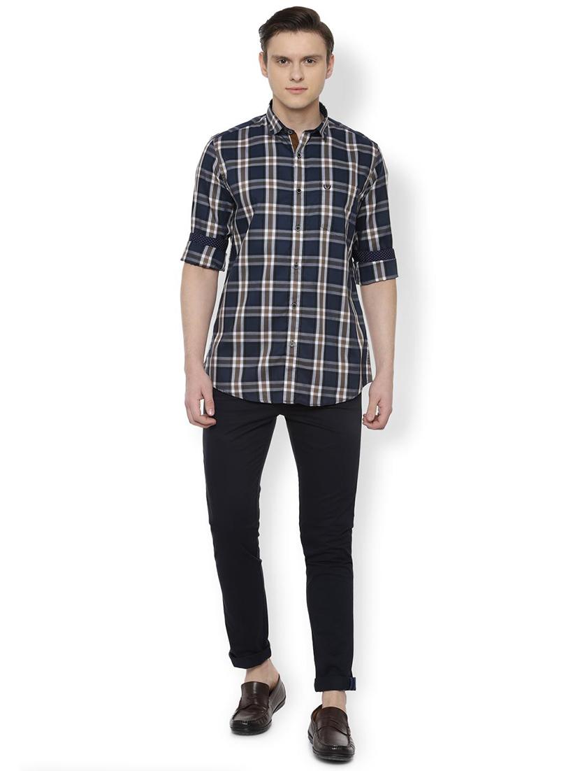 navy blue checkered casual shirt - 16496172 - Zoom Image - 3