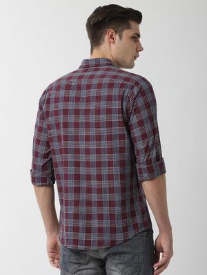 purple checkered casual shirt - 16496298 - Standard Image - 3