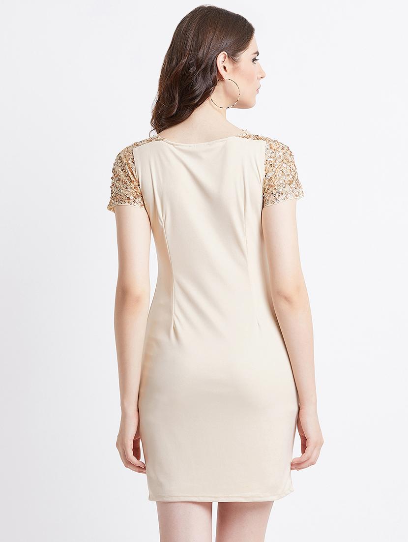 styled neck sequined detail bodycon dress - 16496877 - Zoom Image - 3