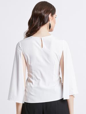 slit sleeved embellished top - 16496941 - Standard Image - 3
