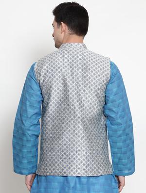 white printed nehru jacket - 16497080 - Standard Image - 3