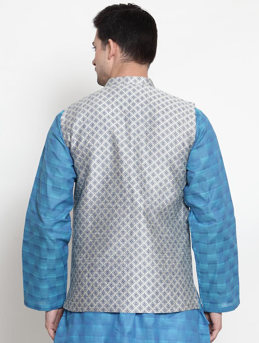 white printed nehru jacket - 16497080 - Zoom Image - 3