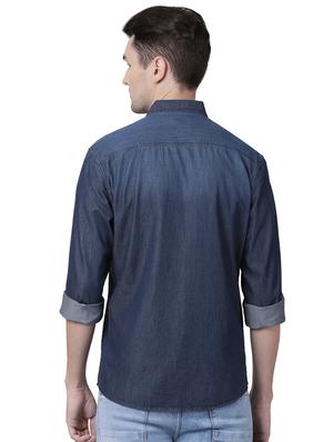 navy blue faded casual shirt - 16497169 - Standard Image - 3