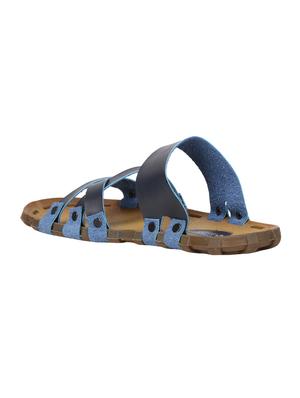 koxko navy blue leatherette slip on slippers - 16497688 - Standard Image - 3
