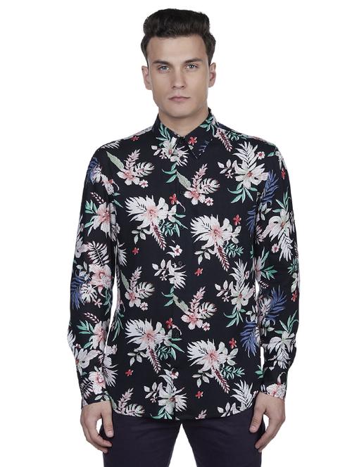 black floral printed casual shirt - 16498423 - Very Small Image - 1