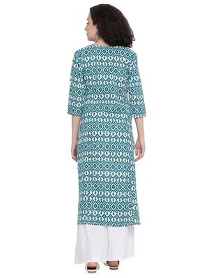 ikat printed straight kurta - 16499754 - Standard Image - 3