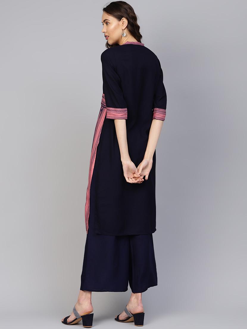 printed kurta palazzo set - 16501140 - Zoom Image - 3