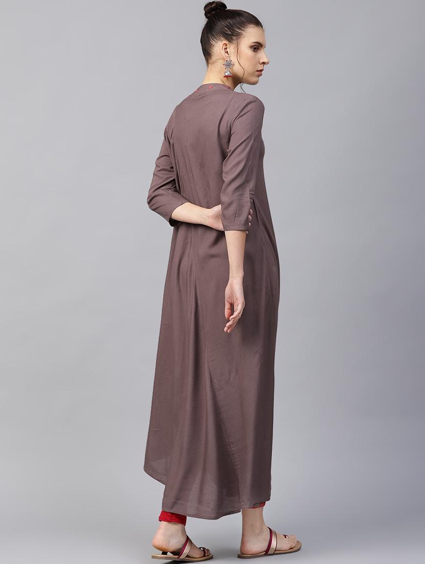 embroidered asymmetric kurta - 16501150 - Zoom Image - 3