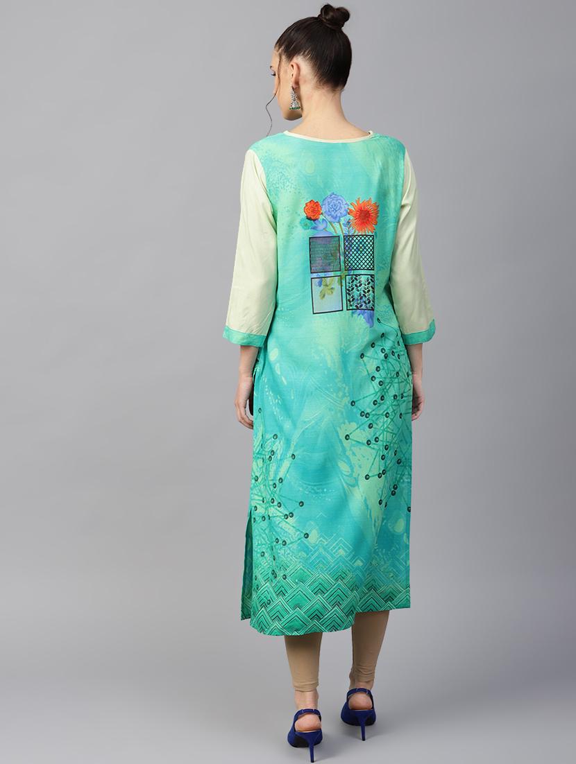 digital printed straight kurta - 16501152 - Zoom Image - 3