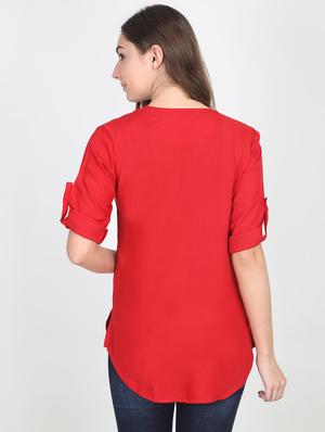 roll up sleeved solid tunic - 16501582 - Standard Image - 3