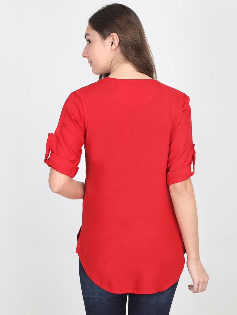 roll up sleeved solid tunic - 16501582 - Zoom Image - 3