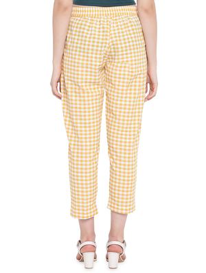 gingham flat front crop trousers - 16503933 - Standard Image - 3