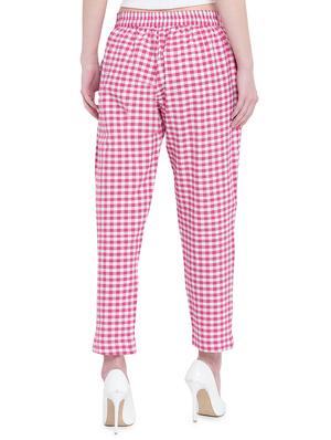 gingham flat front crop trousers - 16503935 - Standard Image - 3