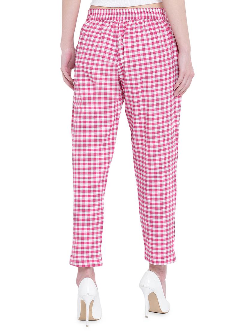 gingham flat front crop trousers - 16503935 - Zoom Image - 3