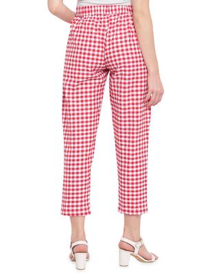 gingham flat front crop trousers - 16503936 - Standard Image - 3