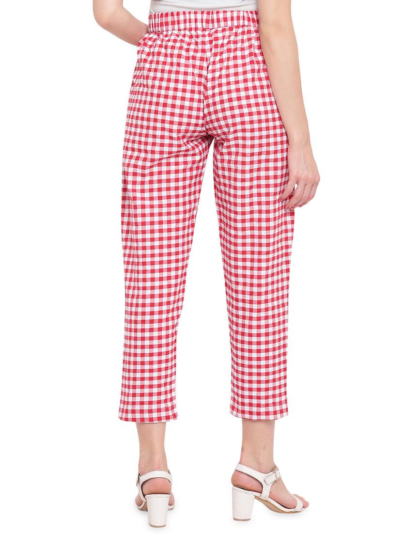 gingham flat front crop trousers - 16503936 - Zoom Image - 3
