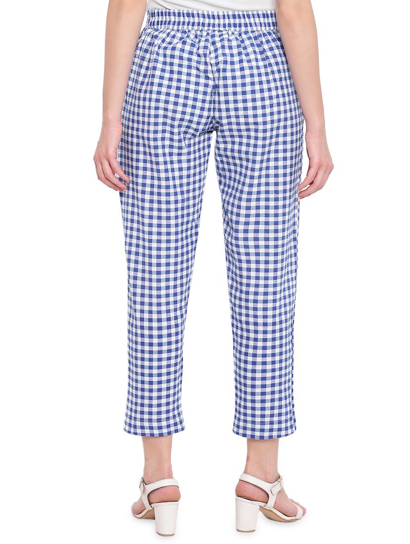 gingham flat front crop trousers - 16503937 - Zoom Image - 3