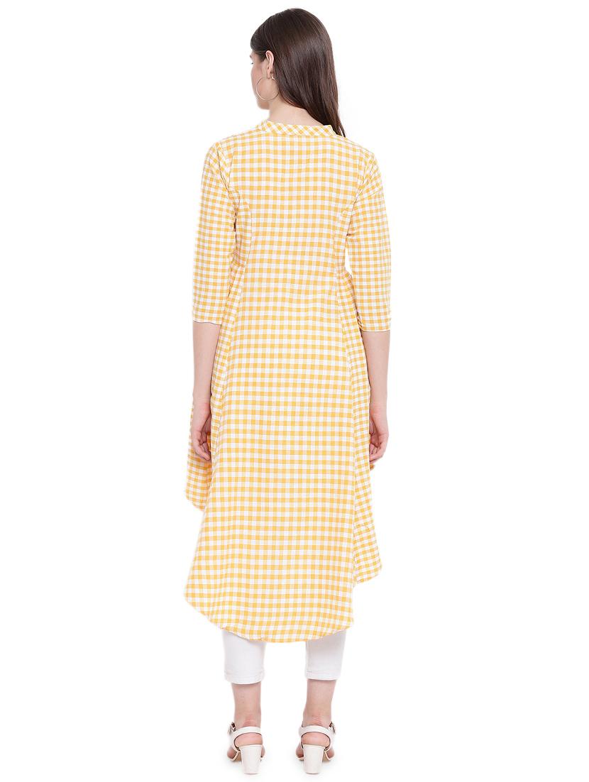 concealed placket gingham high low tunic - 16503939 - Zoom Image - 3