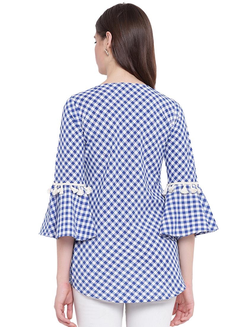 bell sleeved gingham tunic - 16503940 - Zoom Image - 3