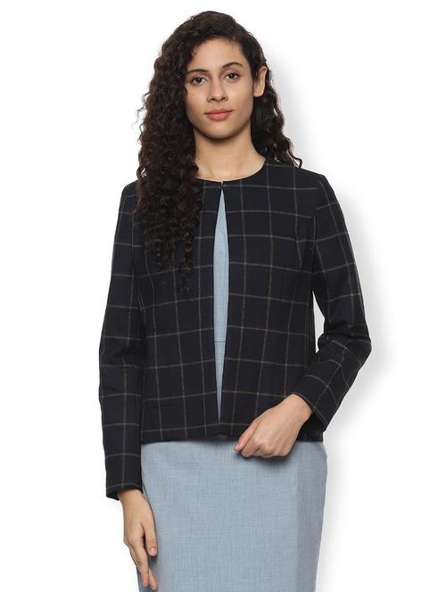 long sleeved checkered blazer - 16504161 - Standard Image - 1
