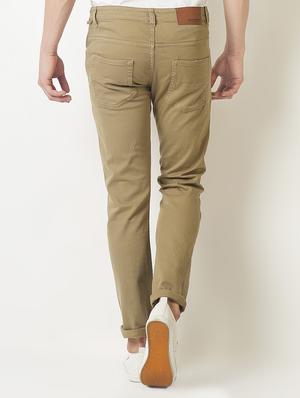 beige solid ripped jeans - 16504347 - Standard Image - 3
