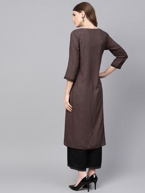 embroidered straight kurta - 16504821 - Standard Image - 3