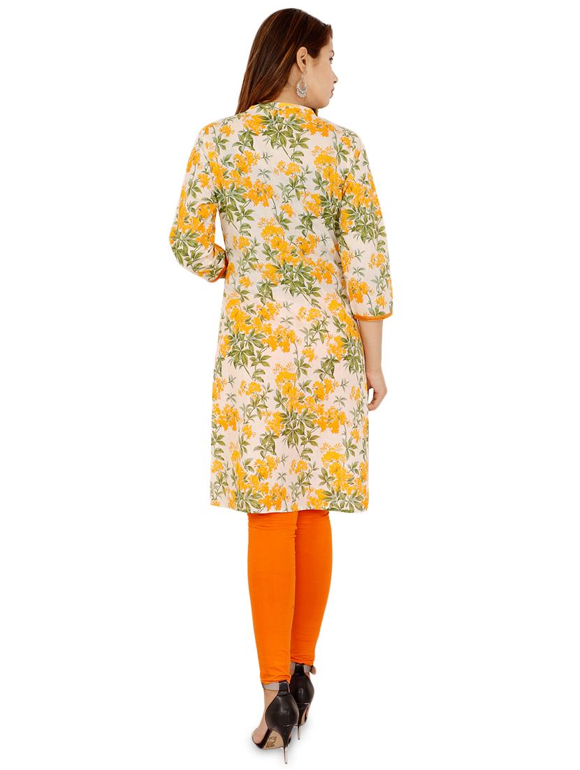 floral printed straight kurta - 16505125 - Zoom Image - 3