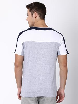 grey color block cut & sew t-shirt - 16505576 - Standard Image - 3