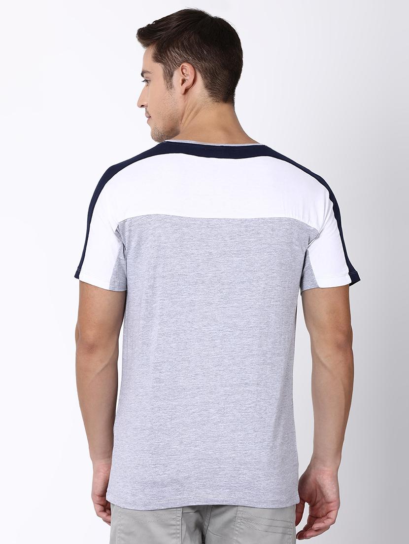 grey color block cut & sew t-shirt - 16505576 - Zoom Image - 3