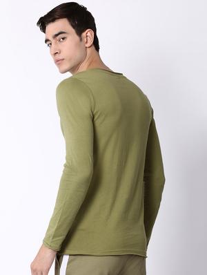 olive green solid t-shirt - 16505609 - Standard Image - 3