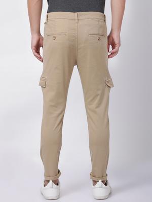 beige solid cargo trouser - 16505674 - Standard Image - 3