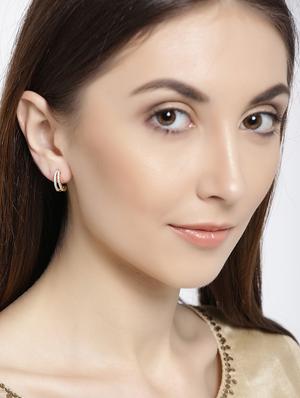 gold silver studs earring - 16506452 - Standard Image - 3