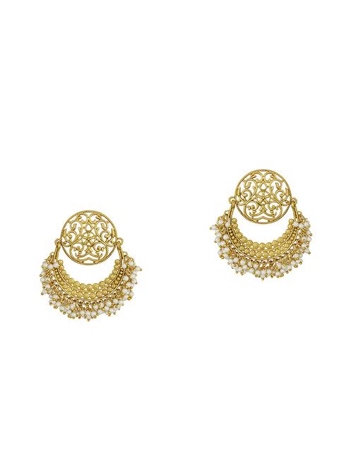 gold metal chandballi earring - 16506635 - Very Small Image - 1
