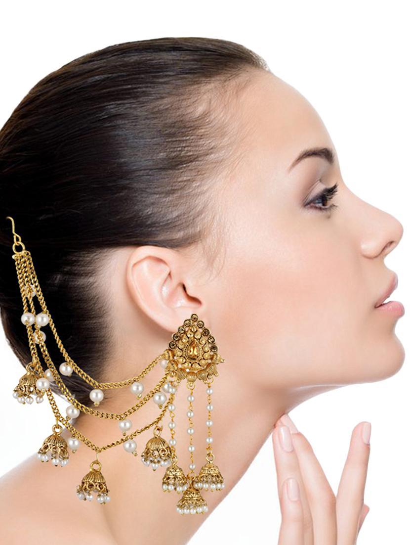 gold metal jhumka earring - 16506684 - Zoom Image - 3