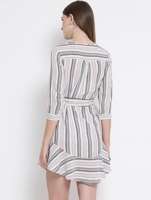 tie knot striped a-line dress - 16506756 - Standard Image - 3