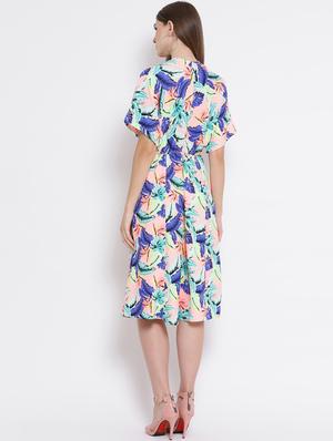 tie knot front button detail a-line dress - 16506783 - Standard Image - 3