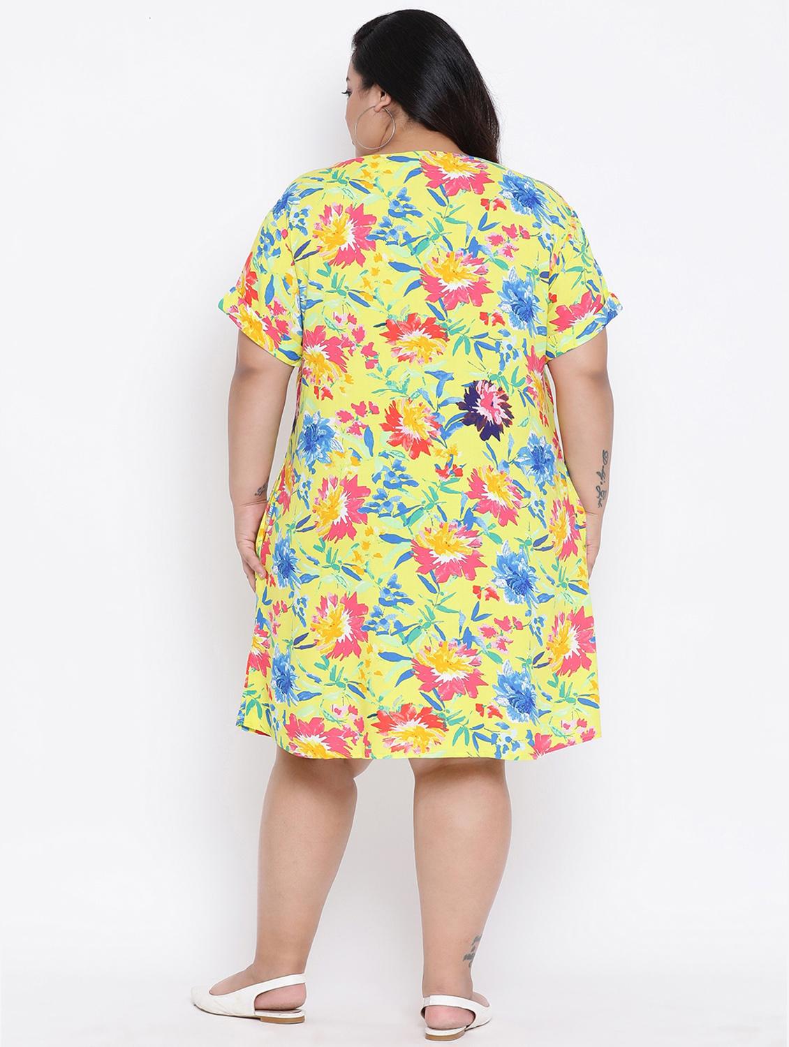 v neck pocket detail floral a-line dress - 16506784 - Zoom Image - 3
