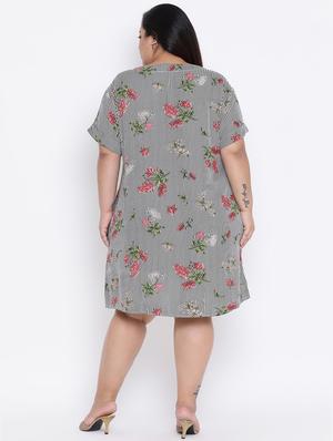 v neck striped a-line plus dress - 16506785 - Standard Image - 3