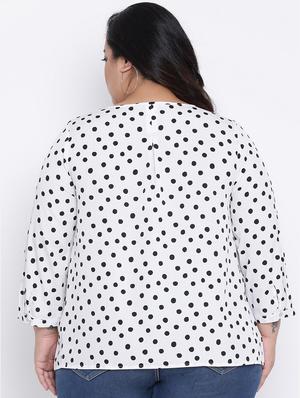 pleated polka dots plus top - 16506799 - Standard Image - 3