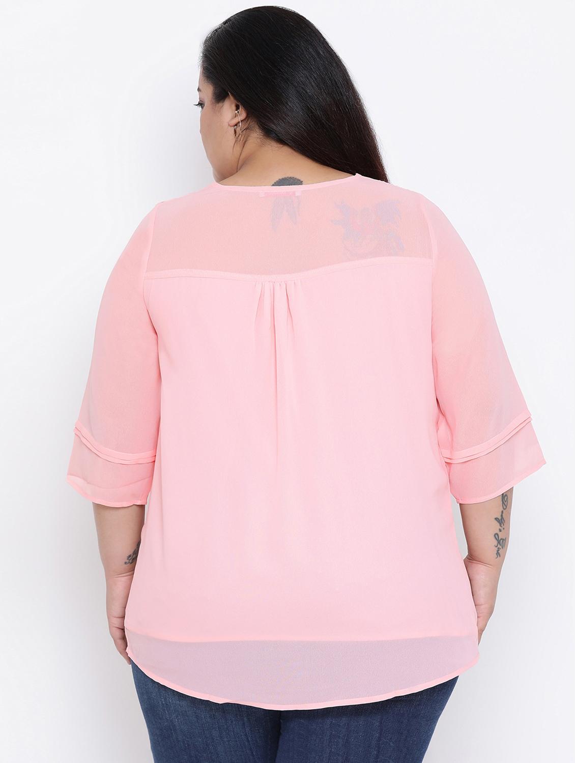 v neck lace insert plus top - 16506802 - Zoom Image - 3