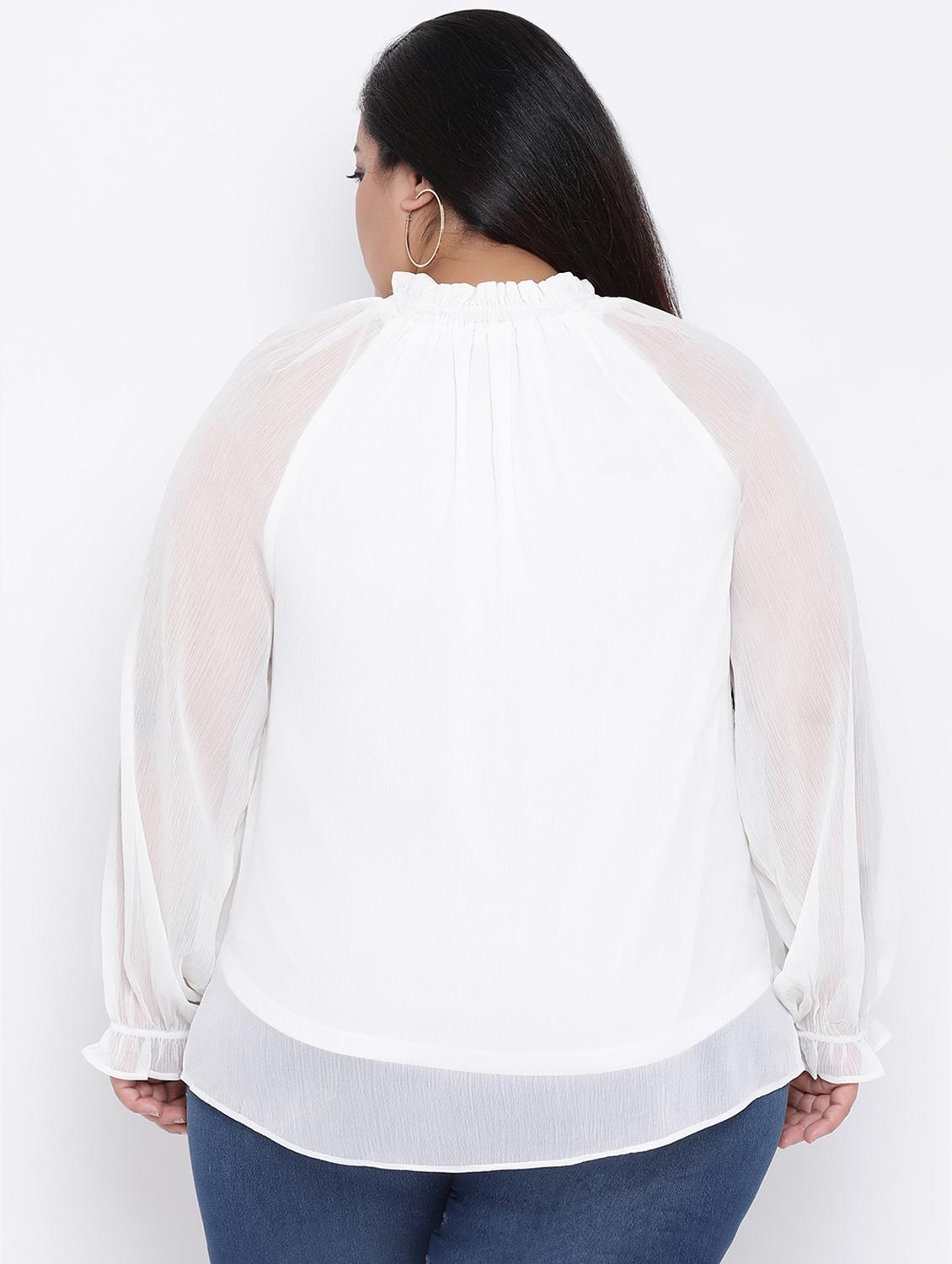 tie knot frill trim plus top - 16506808 - Zoom Image - 3