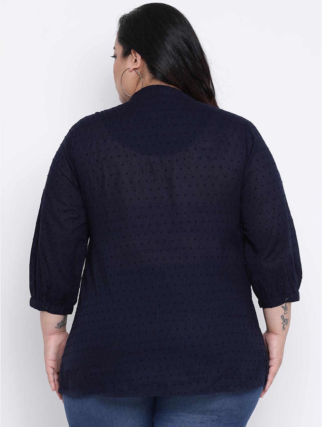 mandarin neck pleated plus tunic - 16506842 - Zoom Image - 3