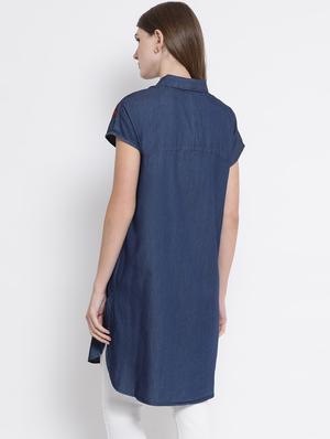 concealed placket embroidered tunic - 16506859 - Standard Image - 3