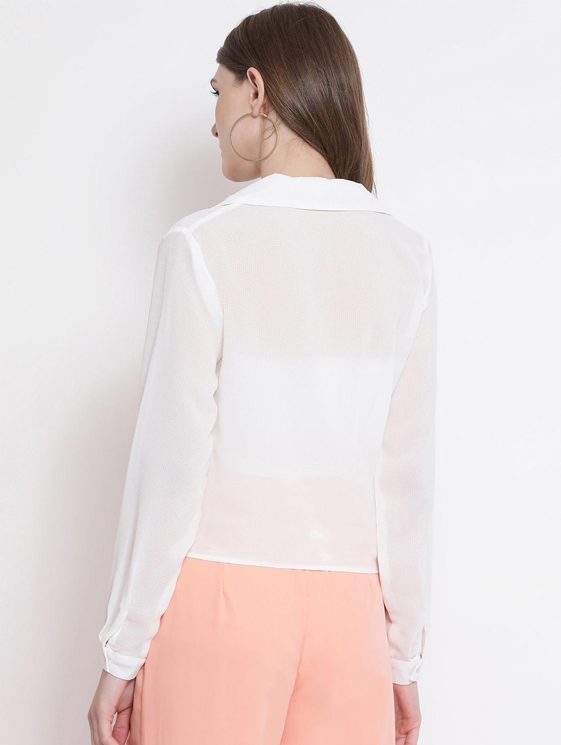 knotted hem solid shirt - 16506863 - Zoom Image - 3