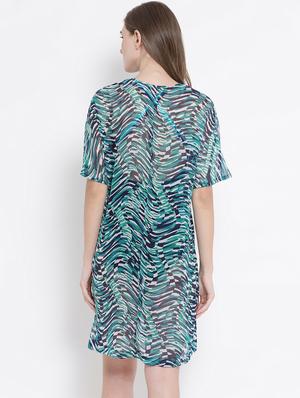 v neck geometric print coverup - 16506914 - Standard Image - 3