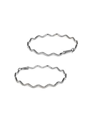 silver metal hoop earring - 16506971 - Standard Image - 3