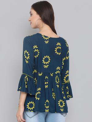 bell sleeved criss cross detail top - 16507281 - Standard Image - 3