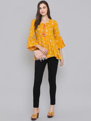 bell sleeved gathered detail top - 16507282 - Standard Image - 3