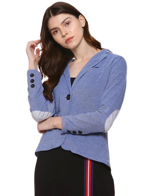 contrast patch button detail casual blazer - 16507452 - Standard Image - 1
